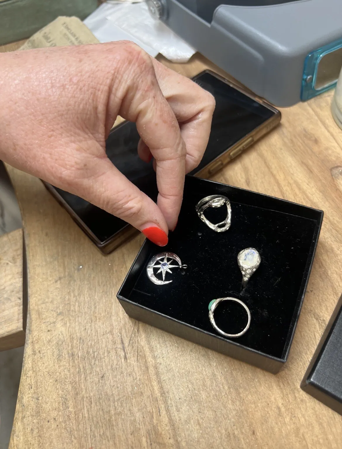 Erin with a box of finished rings